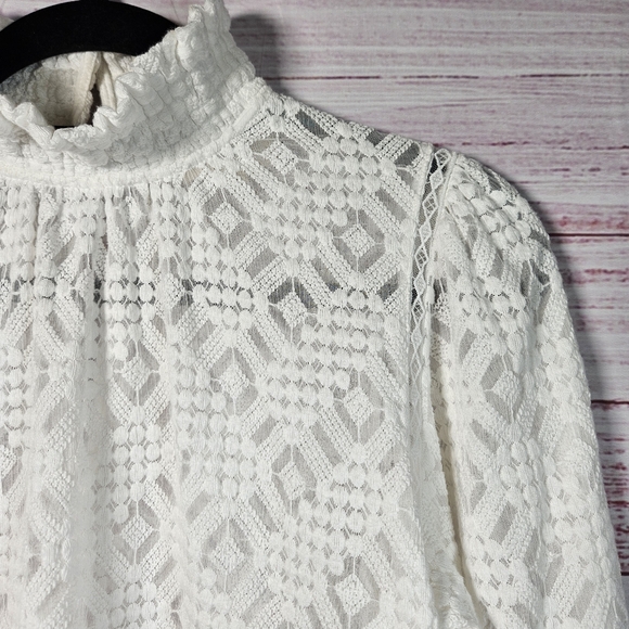 Sezane Shona White Lace Long Sleeve Blouse - Picture 6 of 15